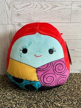 Squishmallows Sally Plush - Red Hair, Aqua Face, Yellow & Purple Patchwork